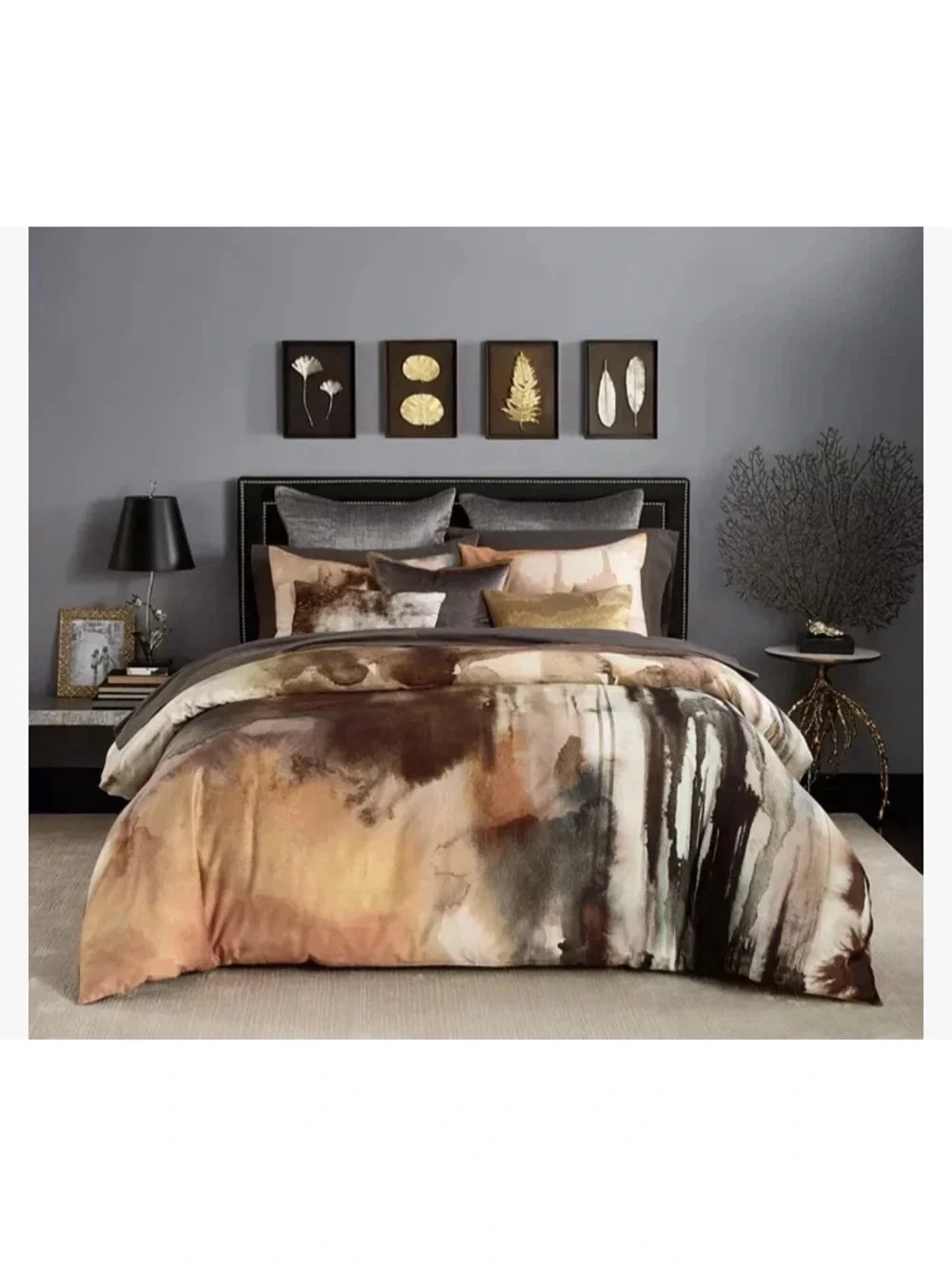 Michael Aram’s Metamorphosis king duvet cover and  four standard pillow shams.